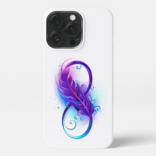 Funda Para iPhone 13 Pro Infinito con plumas púrpura