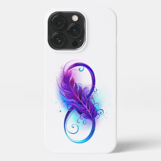 Funda Para iPhone Infinito con plumas púrpura (Reverso)