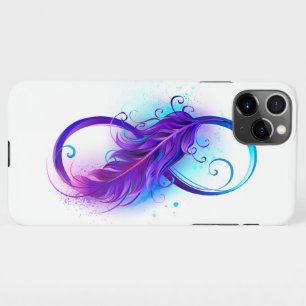 Funda Para iPhone 11Pro Max Infinito con plumas púrpura