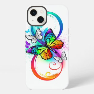 Infinito resplandeciente con mariposa de arcoíris