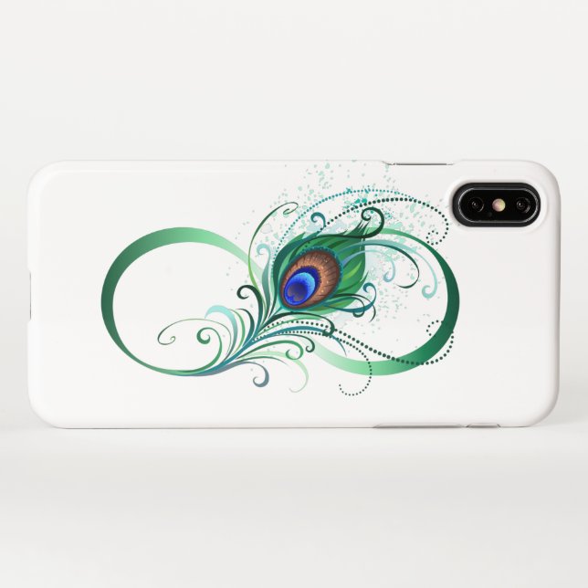 Funda Para iPhone Infinity Symbol with Peacock Feather (Reverso horizontal)