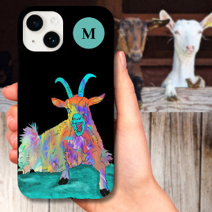 Funda Para iPhone 14 Inicial de monograma de cabra gritando divertida