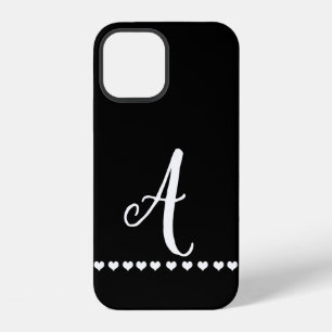 Funda Para iPhone 12 Inicial de monograma en blanco y negro
