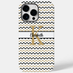 Funda Para iPhone 14 Pro Max Inicial de nombre con monograma Chevron Zig Zag ne