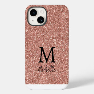 Funda Para iPhone 14 Inicial del nombre del monograma con brillo de oro