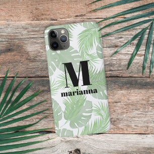 Funda Para iPhone 14 Inicial elegante con hojas de palma de moda