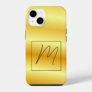 Funda Para iPhone 14 Inicial moderna simple dorada monogramada