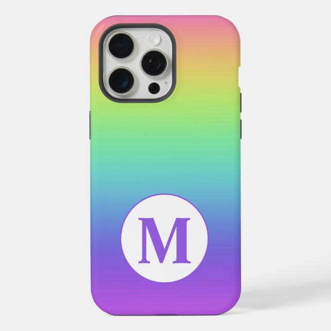 Funda Para iPhone Inicial Personalizada Arcoíris (Reverso )