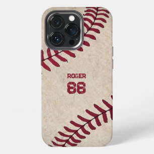 Funda Para iPhone 13 Pro Iniciales de béisbol vintage número de nombre rúst