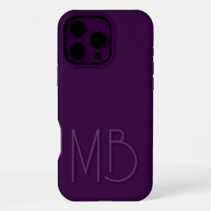 Funda Para iPhone 16 Pro Max Iniciales de monograma morado modernas contemporán