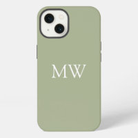 Iniciales de monograma verde salvia Boho de moda