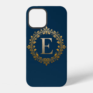 Funda Para iPhone 12 Iniciales de Purpurina Elegantes Monograma E de Or