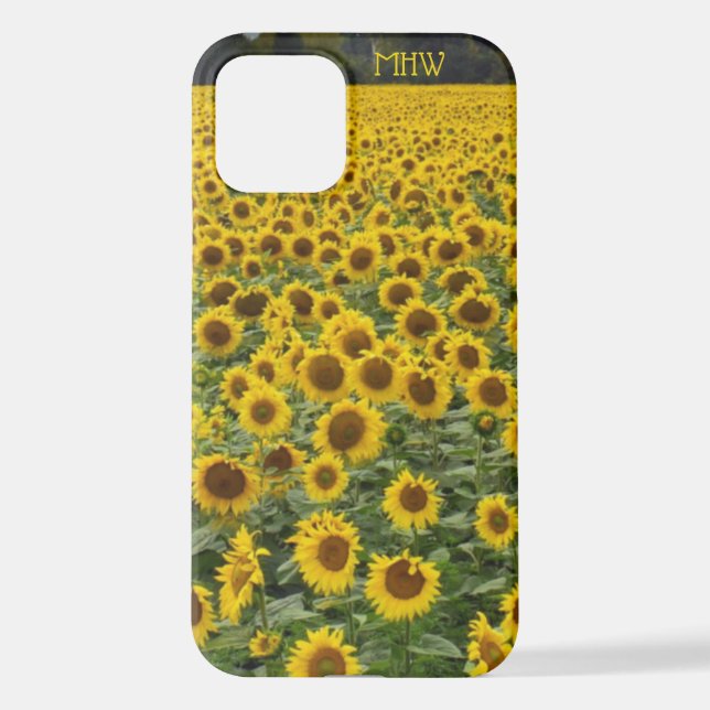 Funda Para iPhone Iniciales del campo de girasol (Reverso )