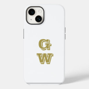 Funda Para iPhone 14 Iniciales doradas retro blancas minimalistas genia
