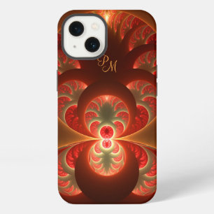 Iniciales fractales abstractas luminosas naranja r