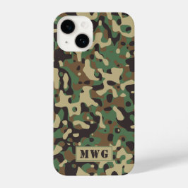 Funda Para iPhone 14 Iniciales monográficas del patrón de camuflaje de 