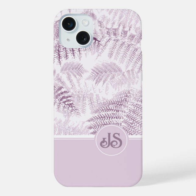 Funda Para iPhone Iniciales monogramas de helechos rosas serenos exu (Reverso )