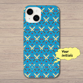 Funda Para iPhone 14 Iniciales personalizados de patrones de cricket ba