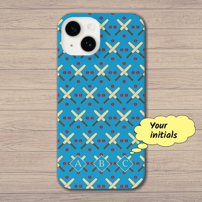 Funda Para iPhone Iniciales personalizados de patrones de cricket ba (Showing the iPhone 14 case, style 'Slim Fit')