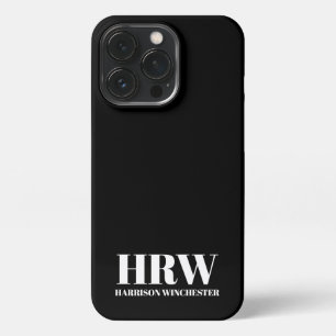 Funda Para iPhone 13 Pro Iniciales serif modernas nombre de monograma blanc