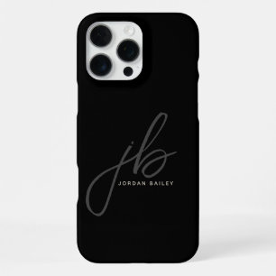 Funda Para iPhone 16 Pro Max Iniciales y nombre de monograma de guión elegante