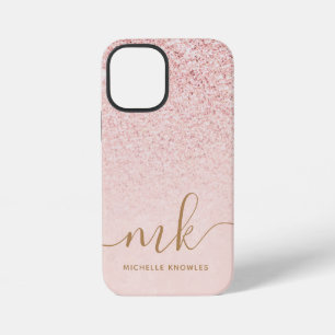 Funda Para iPhone 12 Mini Iniciales y nombre elegantes con brillo de oro ros