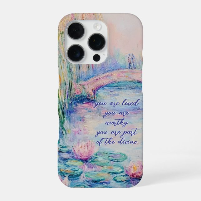 Funda Para iPhone Inspirado en Monet Eres Amado, Digno (Reverso)