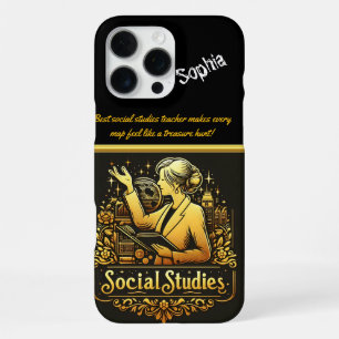 Funda Para iPhone 16 Pro Max Inspirando a un profesor presentando estudios soci