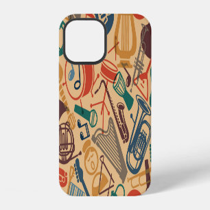 Funda Para iPhone 12 Instrumentos musicales vintage de fondo inoxidable