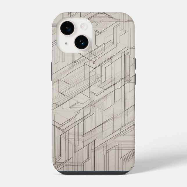 Funda Para iPhone Intersección de Rectángulos de línea de arte (Reverso )