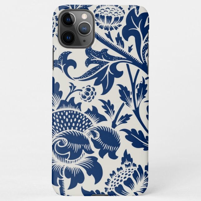 Funda Para iPhone Intricate blue floral pattern on light background (Reverso)