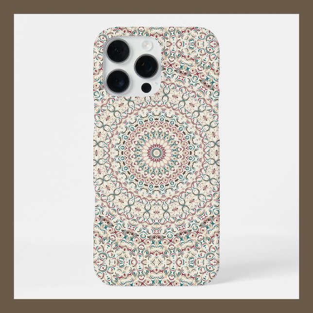 Funda Para iPhone Intricate Geometric Mandala in Teal, Rose, & Sand (Subido por el creador)