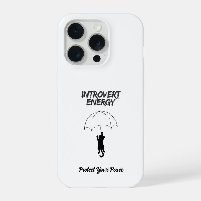 Funda Para iPhone Introvert Energy – Editable Quote Cat iPhone Case (Reverso )