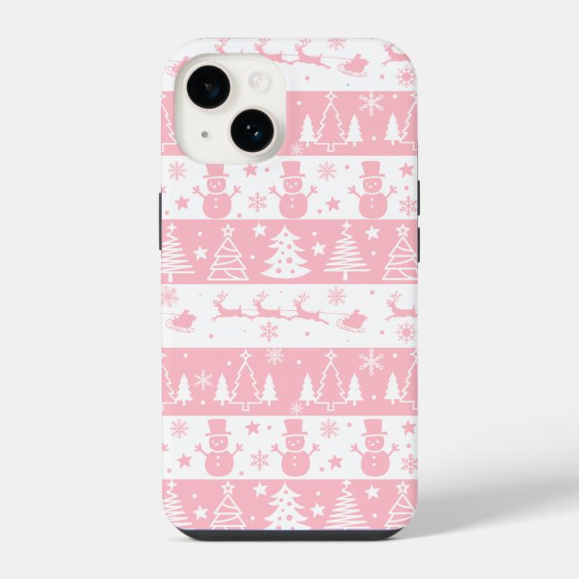 Funda Para iPhone Invierno de los Navidades rosados (Reverso )