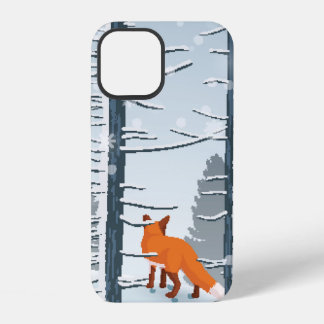 Funda Para iPhone 12 Invierno feliz con paisaje forestal y animal de zo