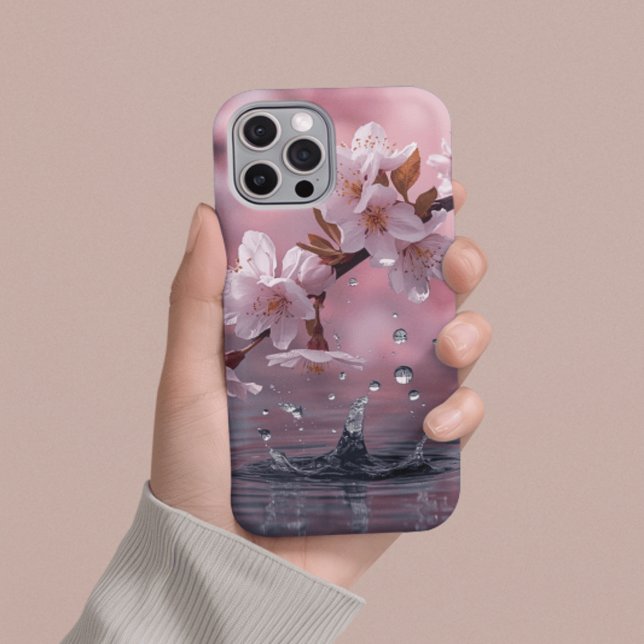 Funda Para iPhone Invitación Elegante de Reflexión de Agua de Cerezo (Subido por el creador)