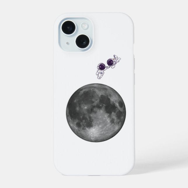 Funda para iPhone / iPad Astronauta y Luna Espacio (Reverso )