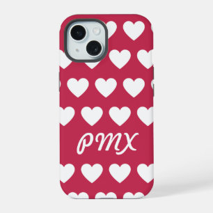 Funda para iPhone / iPad con corazones monograma
