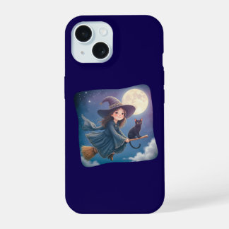 Funda para iPhone / iPad de bruja adorable con gat