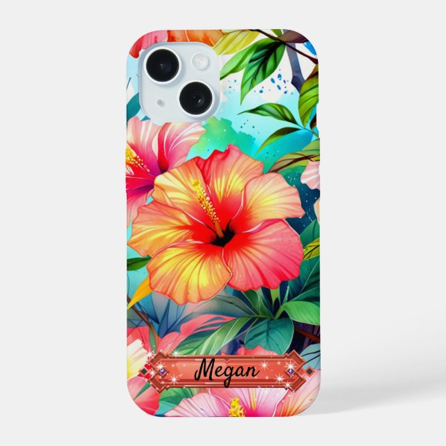 Funda para iPhone / iPad Flores Tropicales Verdes  (Reverso )