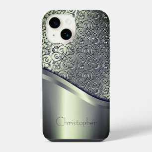 Funda Para iPhone 14 Iphone de metal radial verde pulido de titanio 15