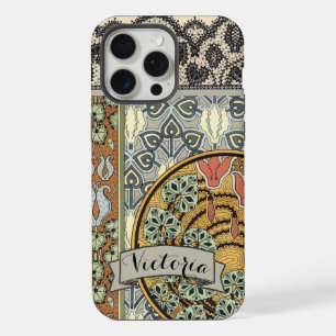 Iphone de patrón de lirio vintage de Art Deco pers