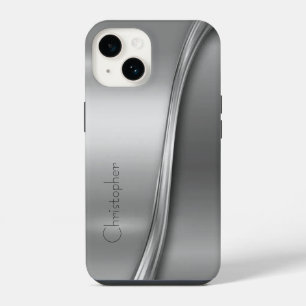 Funda Para iPhone 14 Iphone metálico radial de plata pulida de titanio