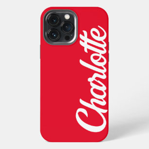 Funda Para iPhone 13 Pro Max iPhone Rojo con Monograma Clásico Elegante Persona