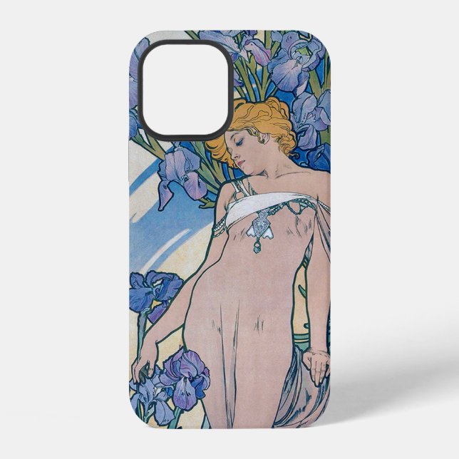 Funda Para iPhone Iris (Cuatro Flores), Alphonse Mucha (Reverso )