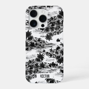 Funda Para iPhone 16 Pro Isla moderna de Hawái en blanco y negro