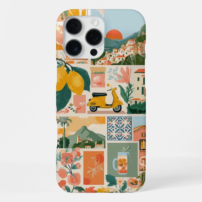 Funda Para iPhone Italian Coast Collage - Mediterranean Summer Vibe (Reverso )
