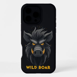 Funda Para iPhone 16 Pro Max Jabalí Salvaje Enfadado Negro