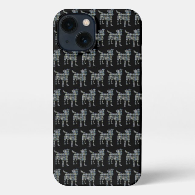 Funda Para iPhone Jack Russell Terrier Dog Silhouette Grid Black (Reverso )
