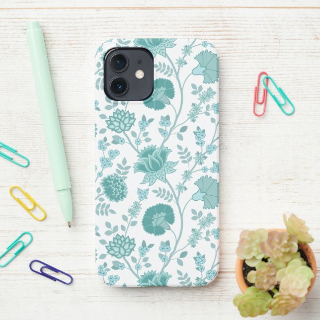 Funda Para iPhone Jacobean Floral Big Pattern en blanco (En el escritorio)